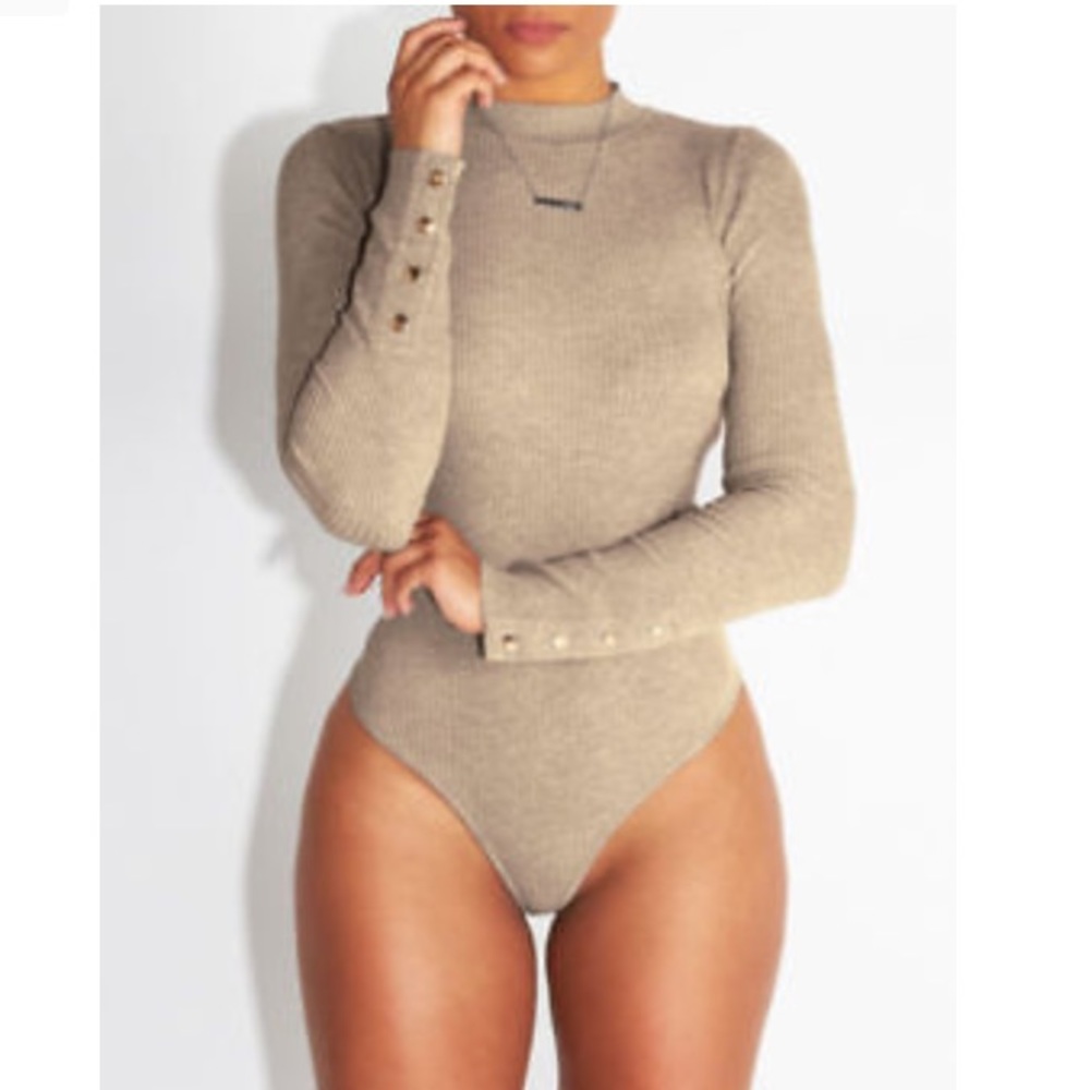 TEMPORARY NFS NWOT Long sleeve bodysuit tan nude